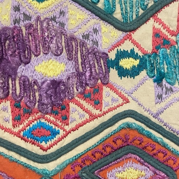 Surya 18x18 embroidered morrocan inspired textured pattern colorful pillow cover - Picture 2 of 6